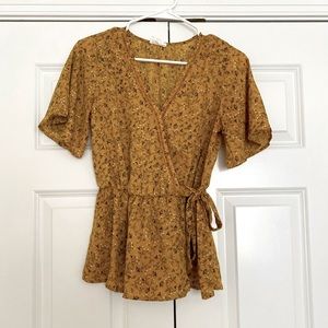 Sienna Sky Yellow Floral Peplum Blouse